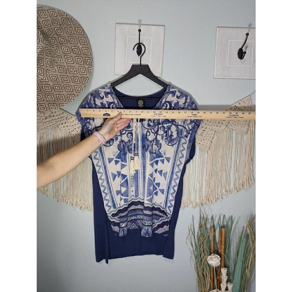 Bobeau Blue Aztec Tunic Top - Picture 8 of 16